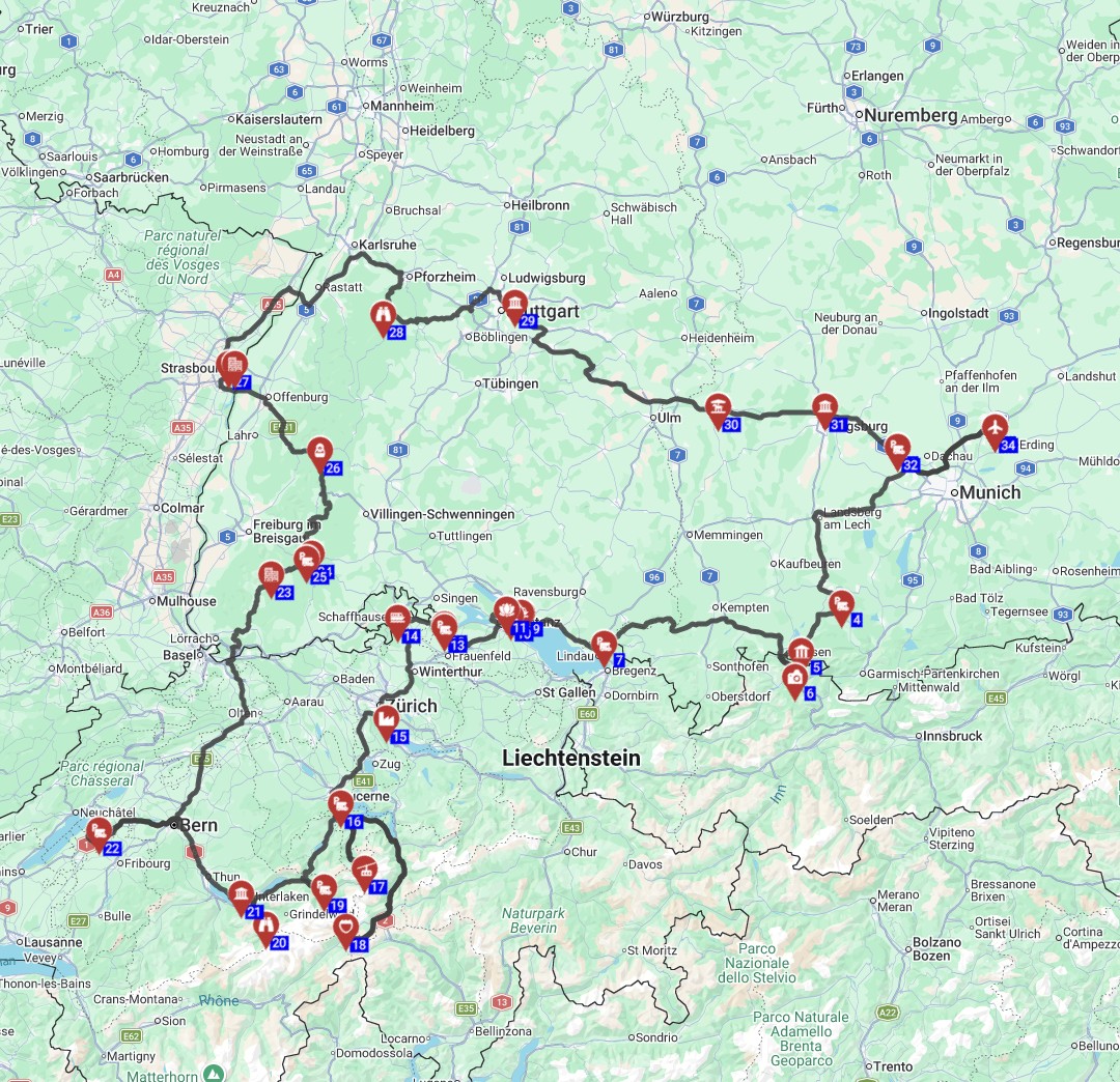 טיול קרוואנים באירופה ממינכן אל לב היער השחור תכנון מסלול קמפרוואן של 11 יום